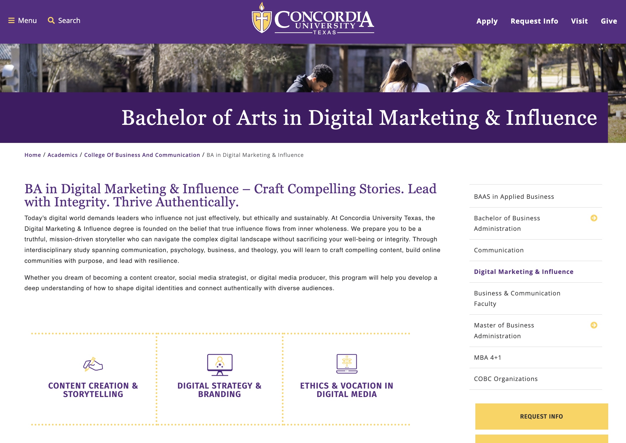 Screenshot of the CTX Digital marketing and influence website